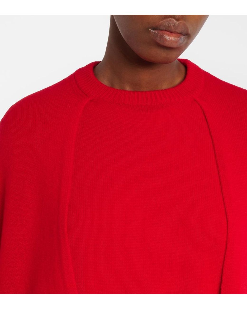 Totême Red Cashmere Poncho