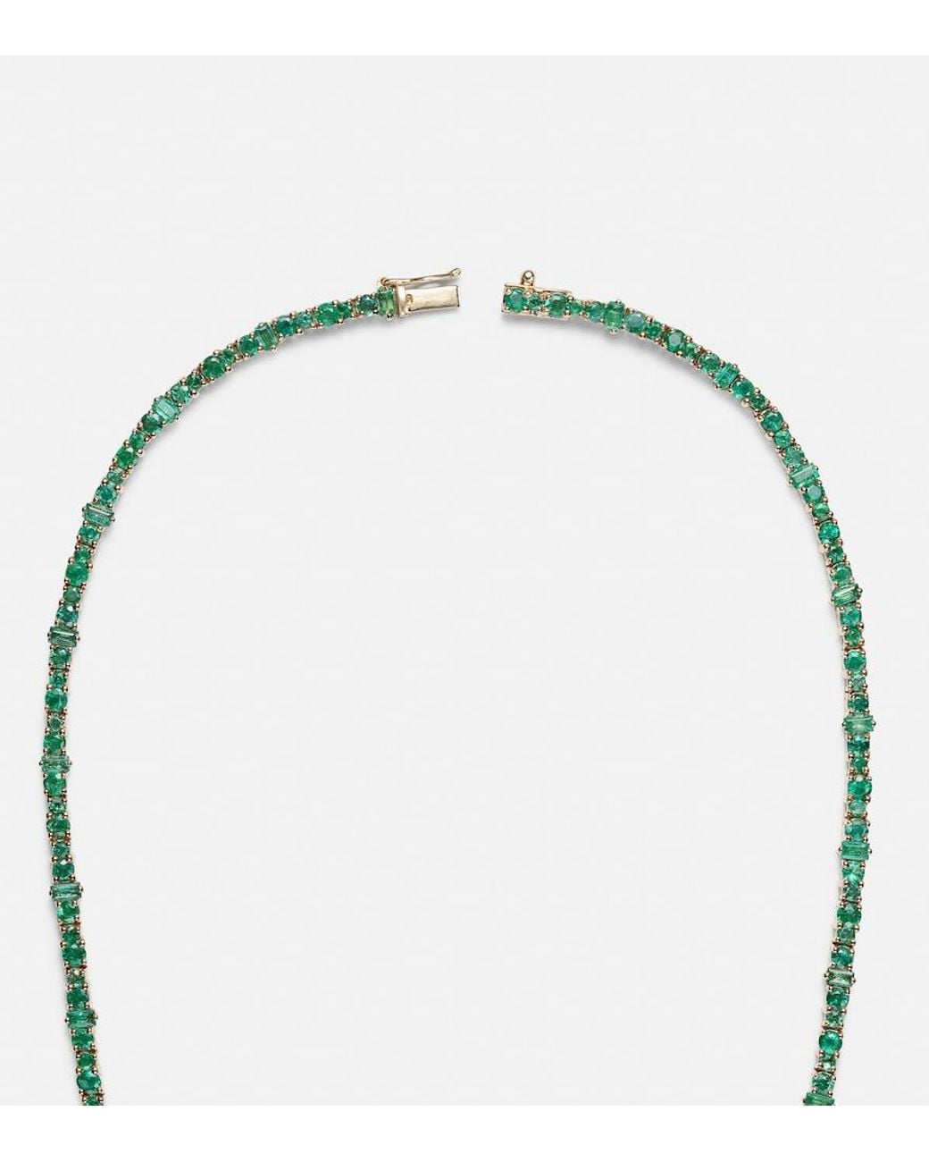 Ileana Makri Metallic Rivulet 18kt Gold Necklace With Emeralds