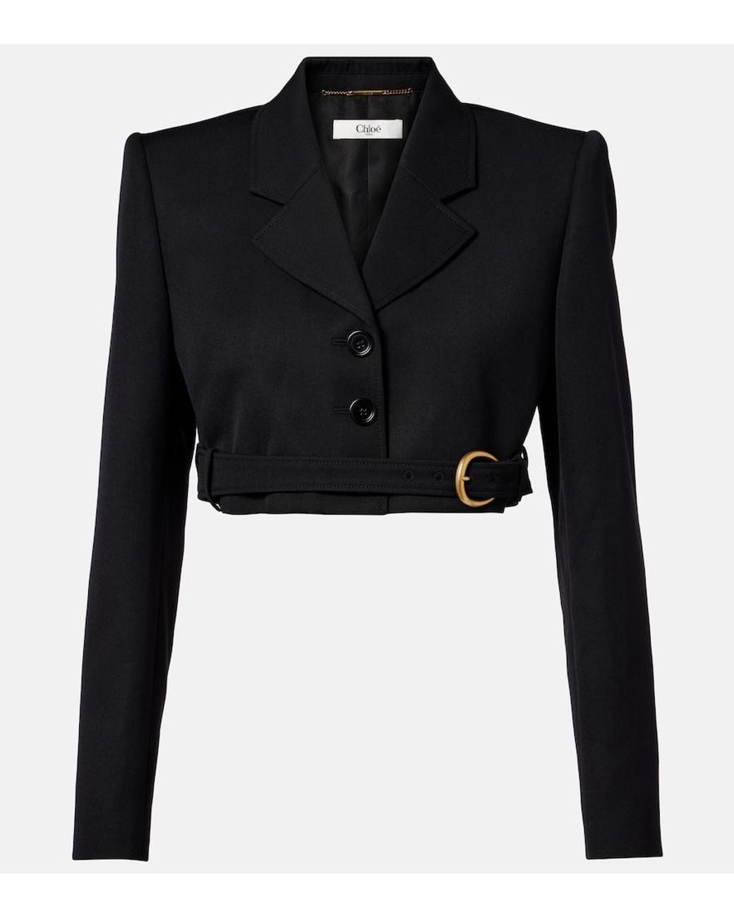 Chloé Black Cropped Virgin Wool Blazer