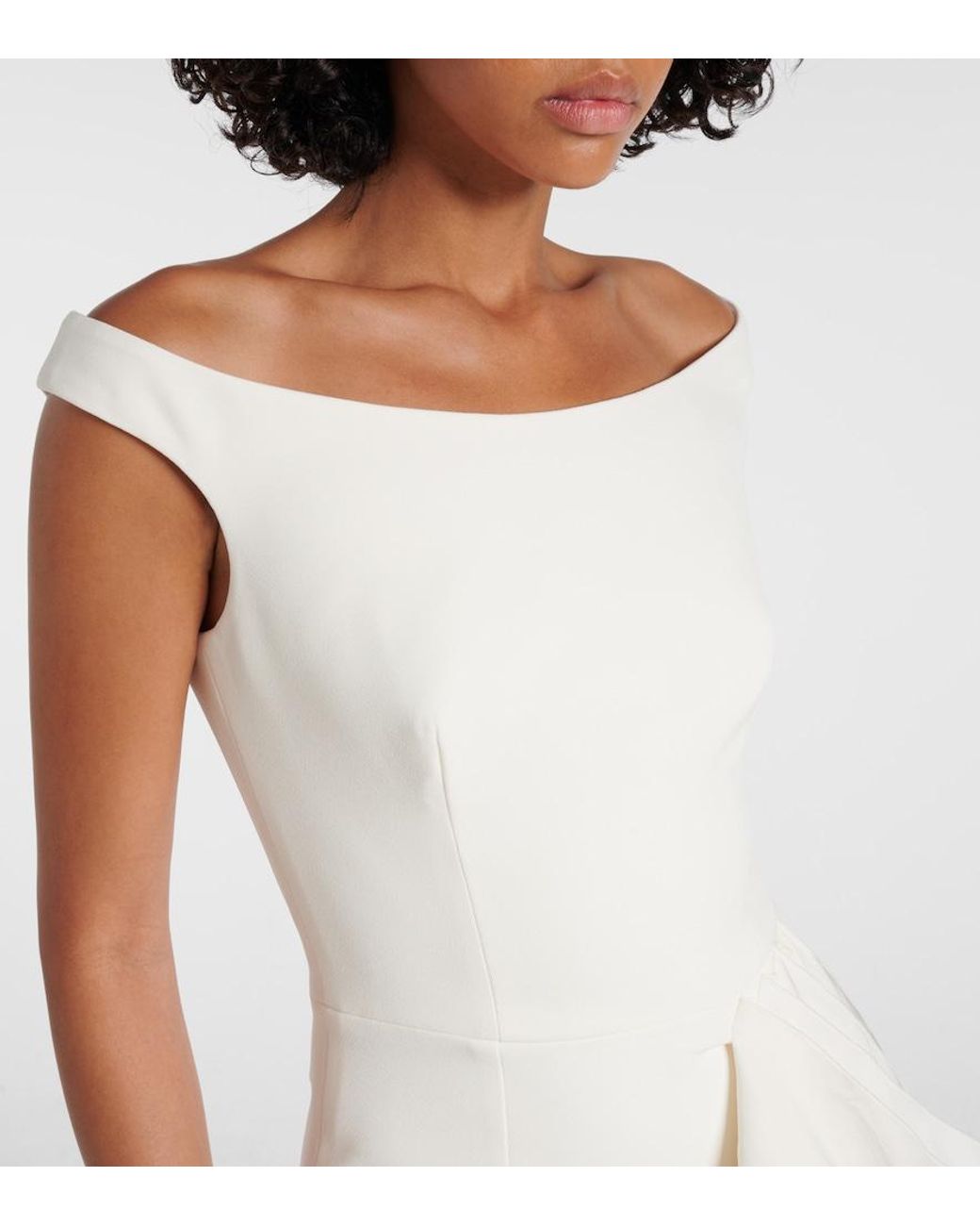 Safiyaa White Bree Draped Midi Dress