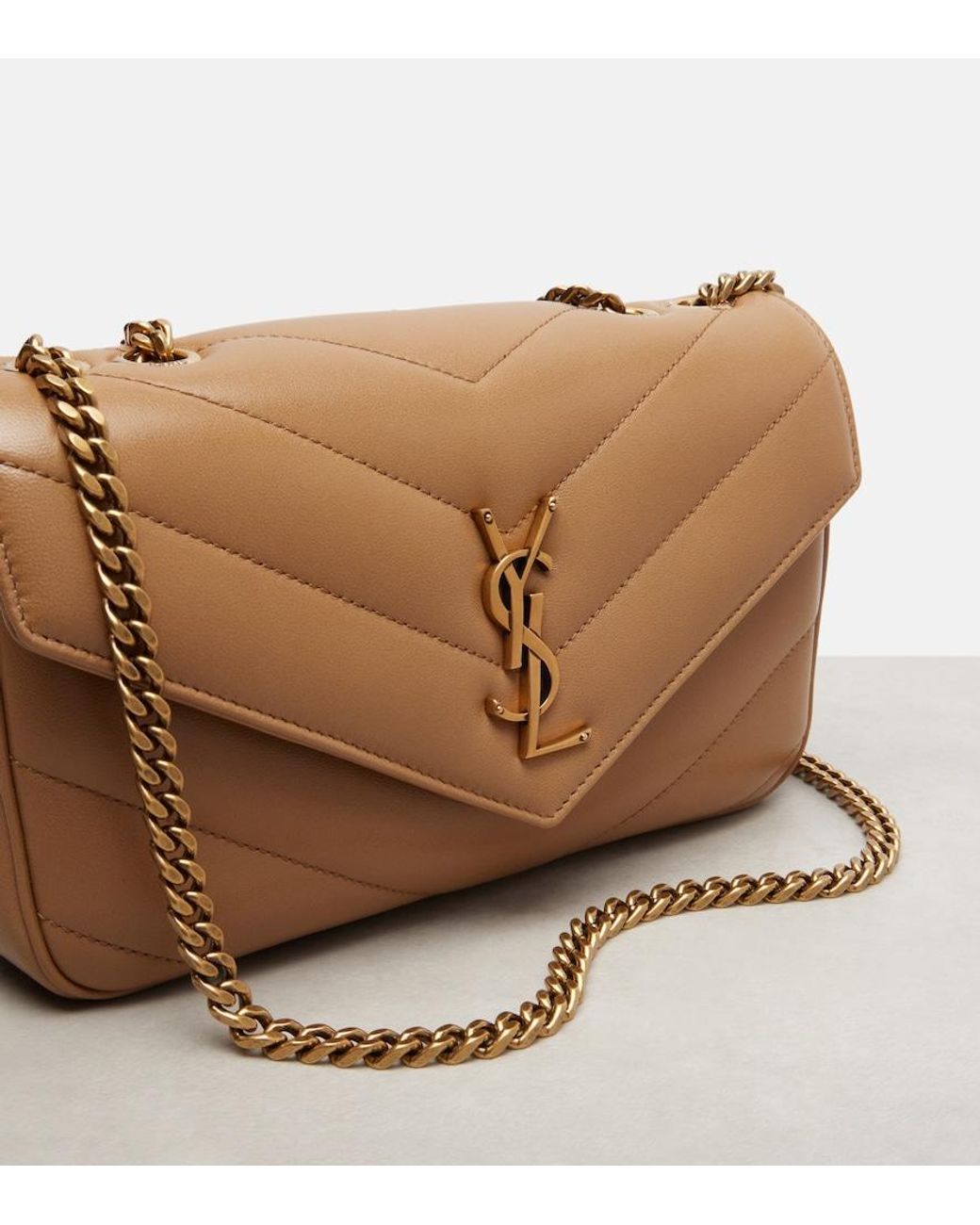 Saint Laurent Brown Loulou Small Leather Shoulder Bag