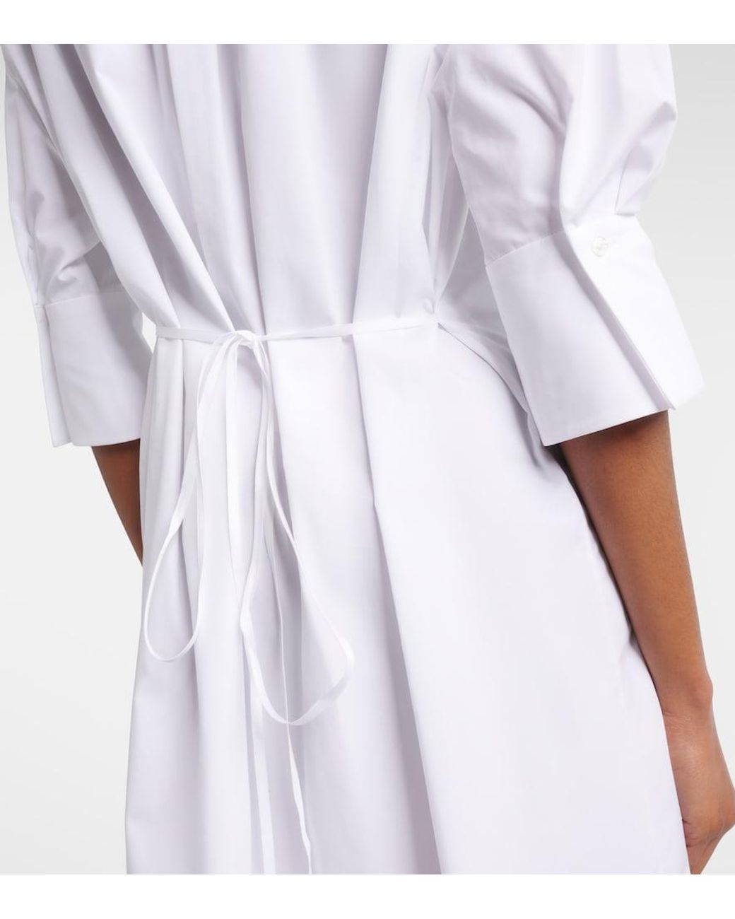 Erdem White Embroidered Cotton Poplin Shirt Dress