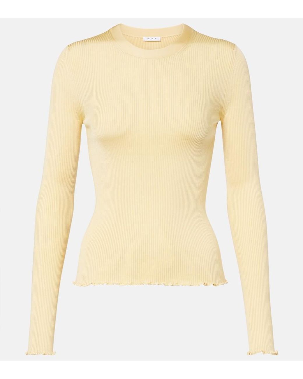 Alaïa Yellow Ribbed-Knit Silk-Blend Top