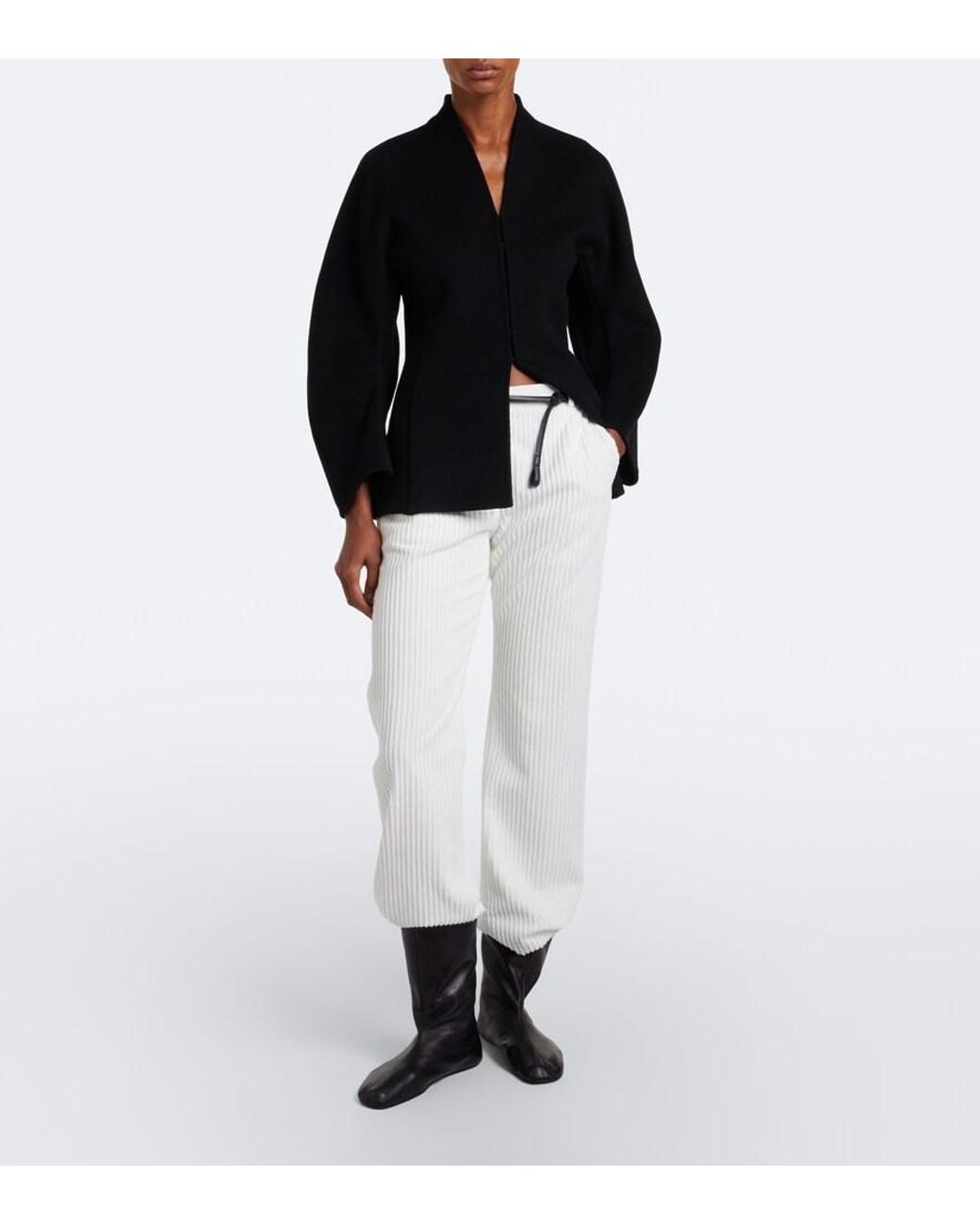 The Row Black Esther Leather Mid-Calf Boots