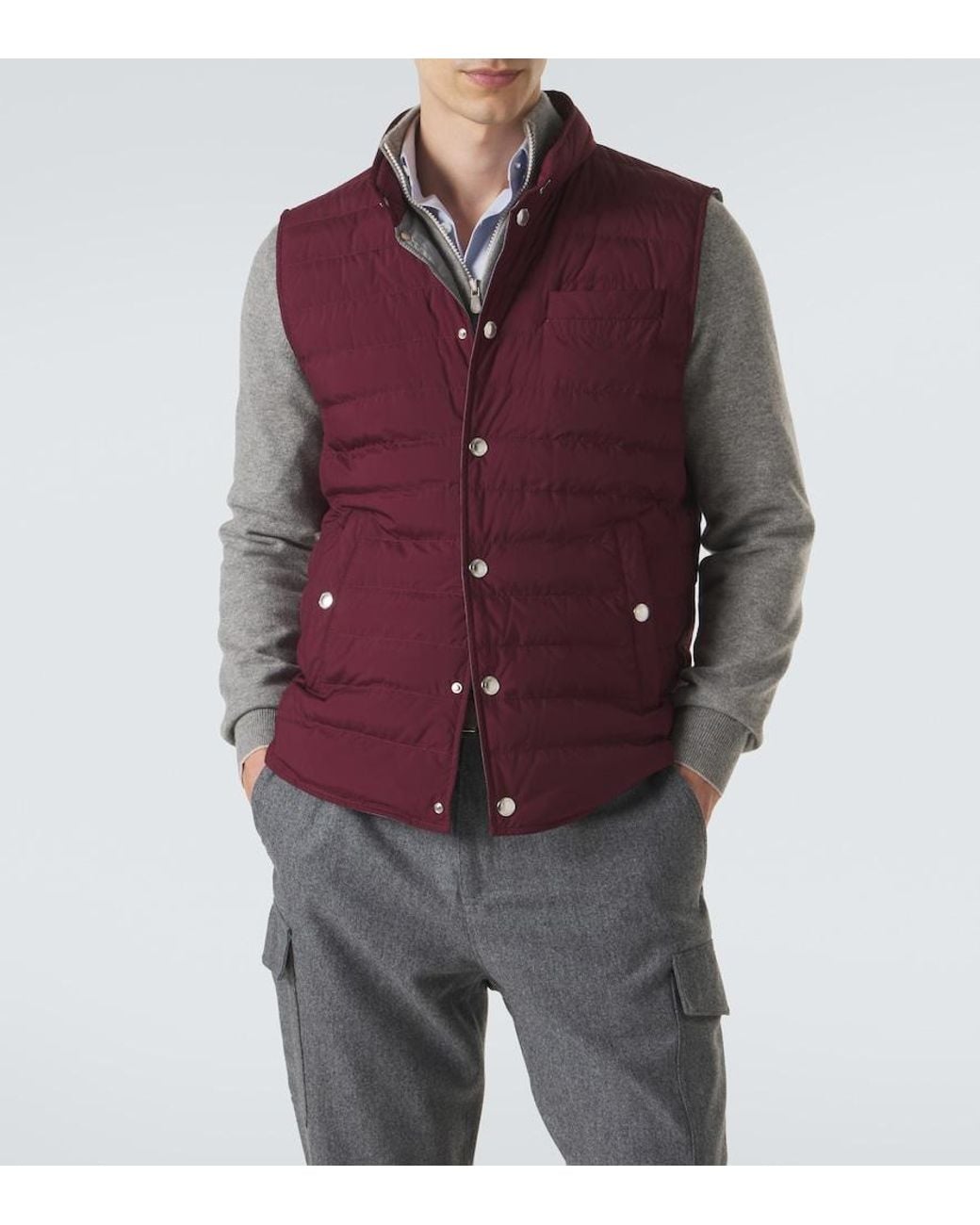 Brunello Cucinelli Purple Technical Down Vest for men