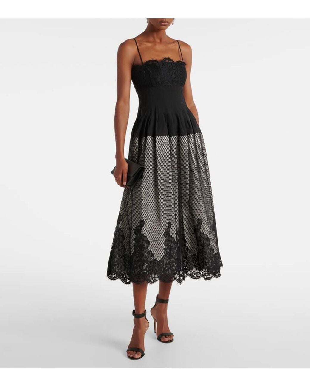 Jonathan Simkhai Katelyn Cotton-Blend Lace Midi Dress in Black | Lyst