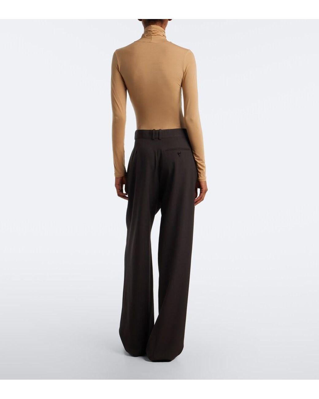 The Row Black Lowe Virgin Wool Wide-Leg Pants