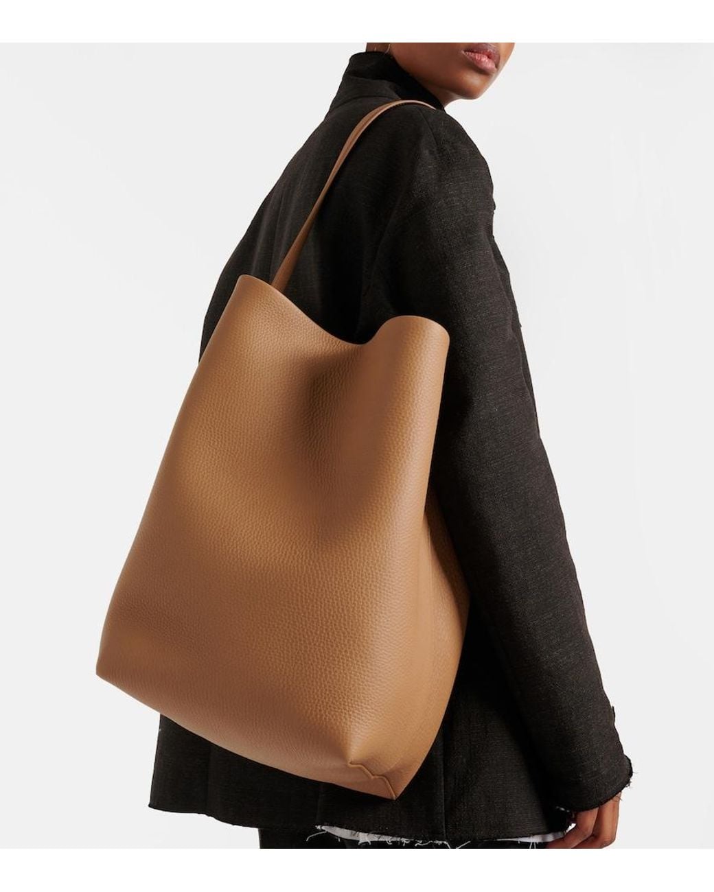 The Row Brown N/S Park Large Leather Tote Bag