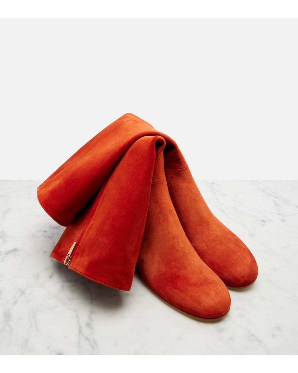 Gianvito Rossi Red Joelle Suede Knee-High Boots