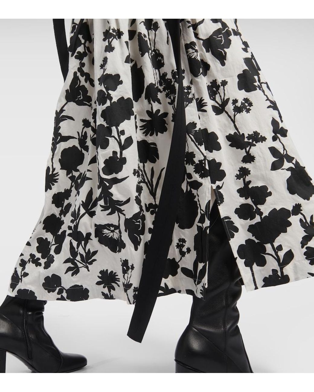 Max Mara White Udente Floral Cotton Maxi Skirt