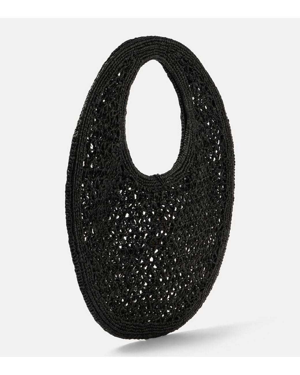 Jacquemus Black Raffia Round Beach Tote