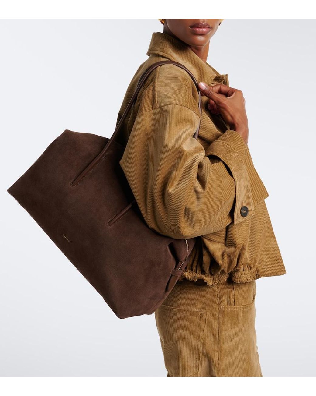 DeMellier London Brown Stockholm Large Suede Tote Bag