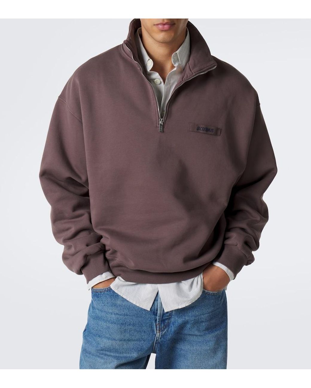 Jacquemus Brown Camionneur Half-Zip Cotton Jersey Sweatshirt for men