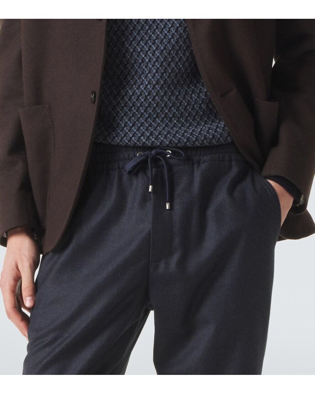 Agnona Blue Wool Straight Pants for men