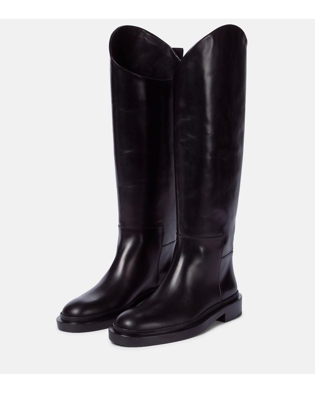 Jil Sander Blue Leather Riding Boots