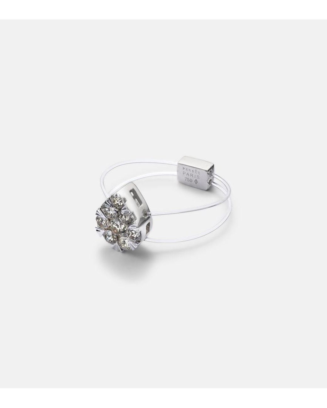 PERSÉE White Floating 18Kt Ring With Diamonds
