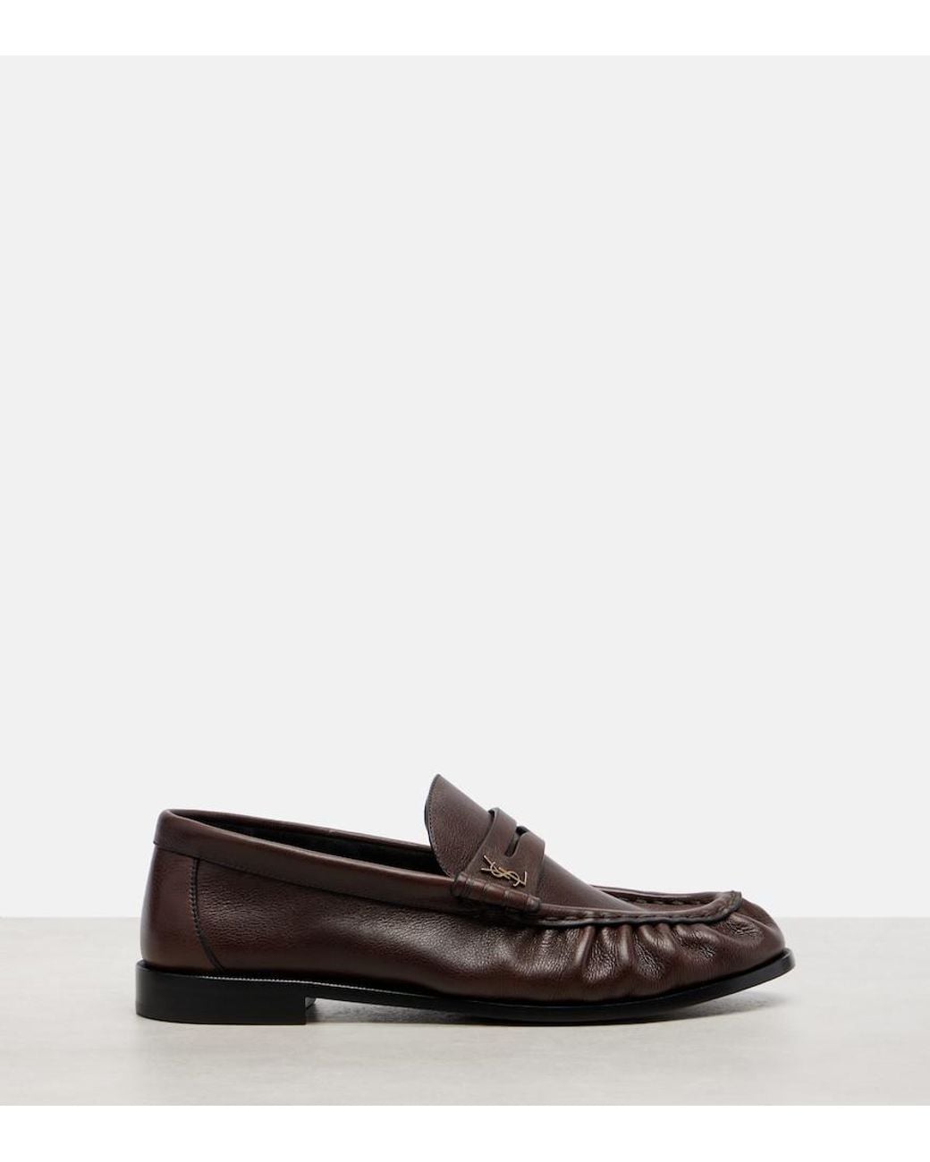 Saint Laurent Brown Le Loafer Leather Penny Loafers