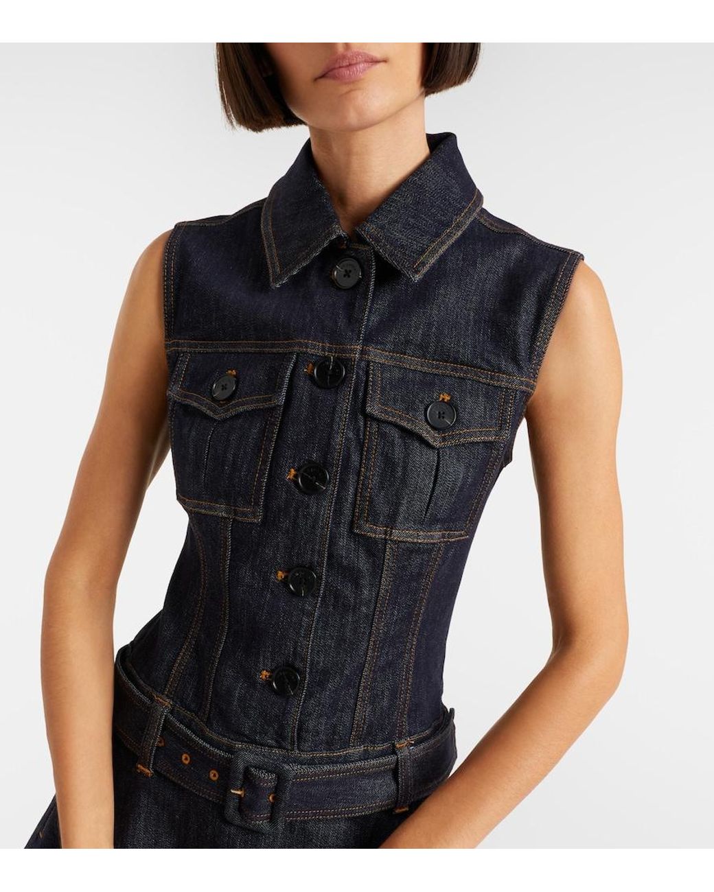 Self-Portrait Black Belted Denim Minidress