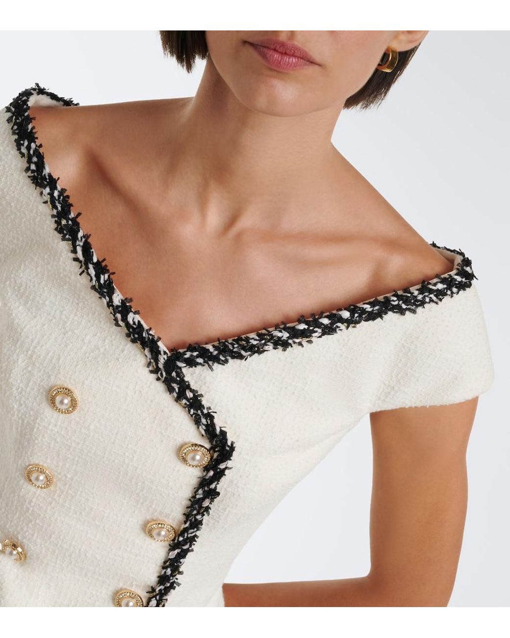 Rebecca Vallance Natural Jacquie Tweed Top