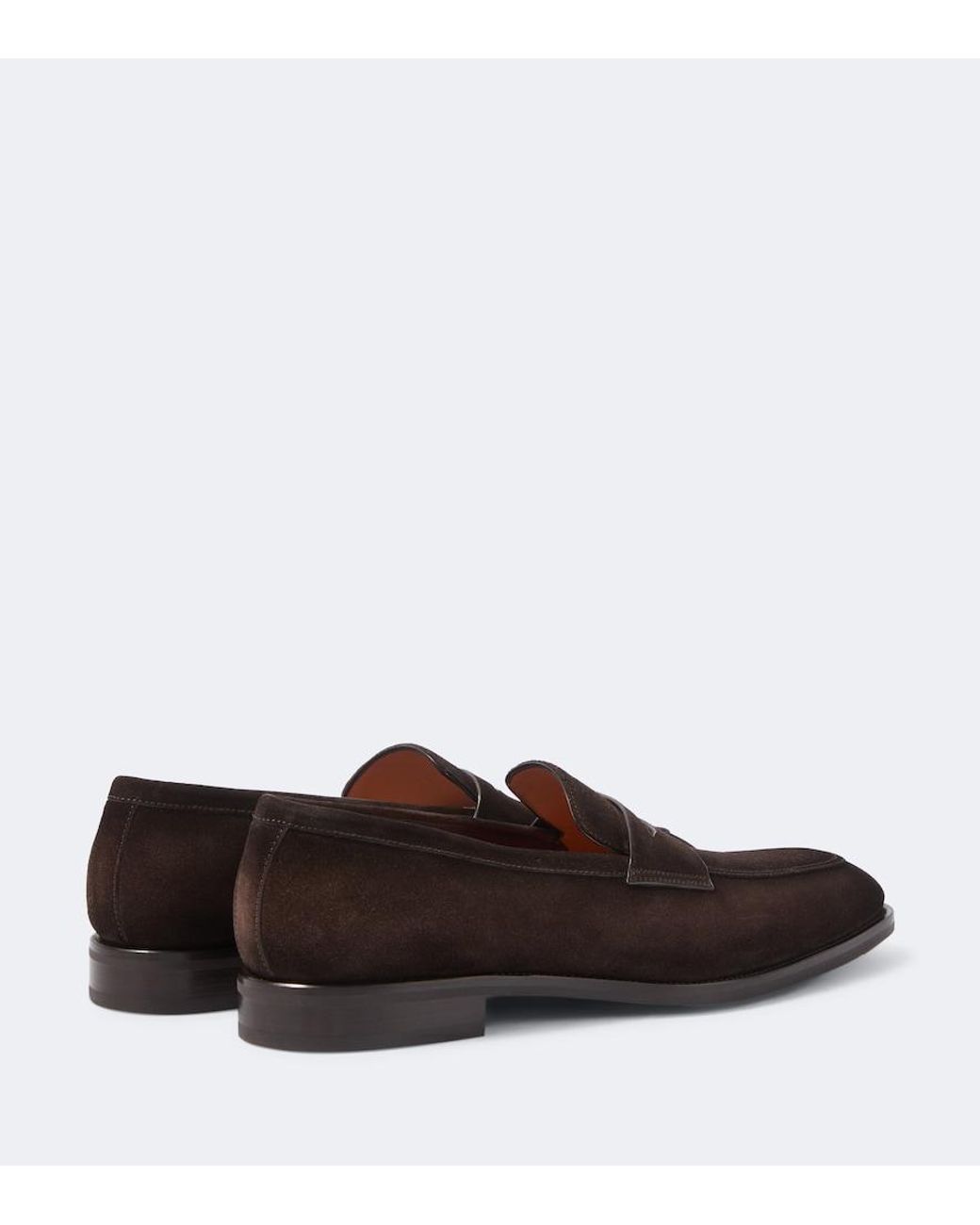 Santoni Brown Gregor Suede Penny Loafers for men