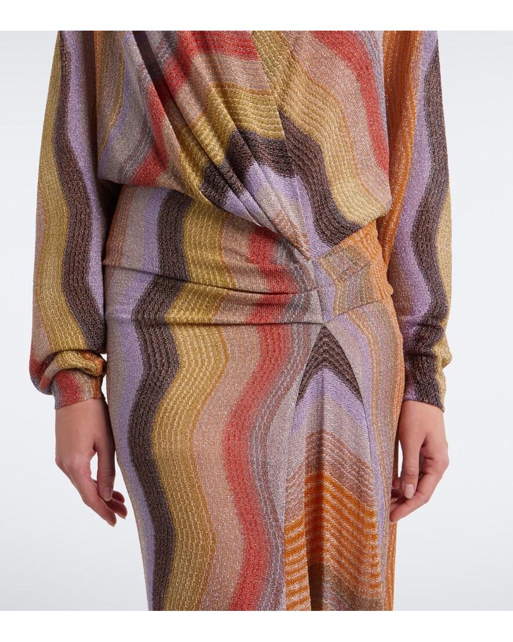 Missoni Brown Draped Printed Lame Gown