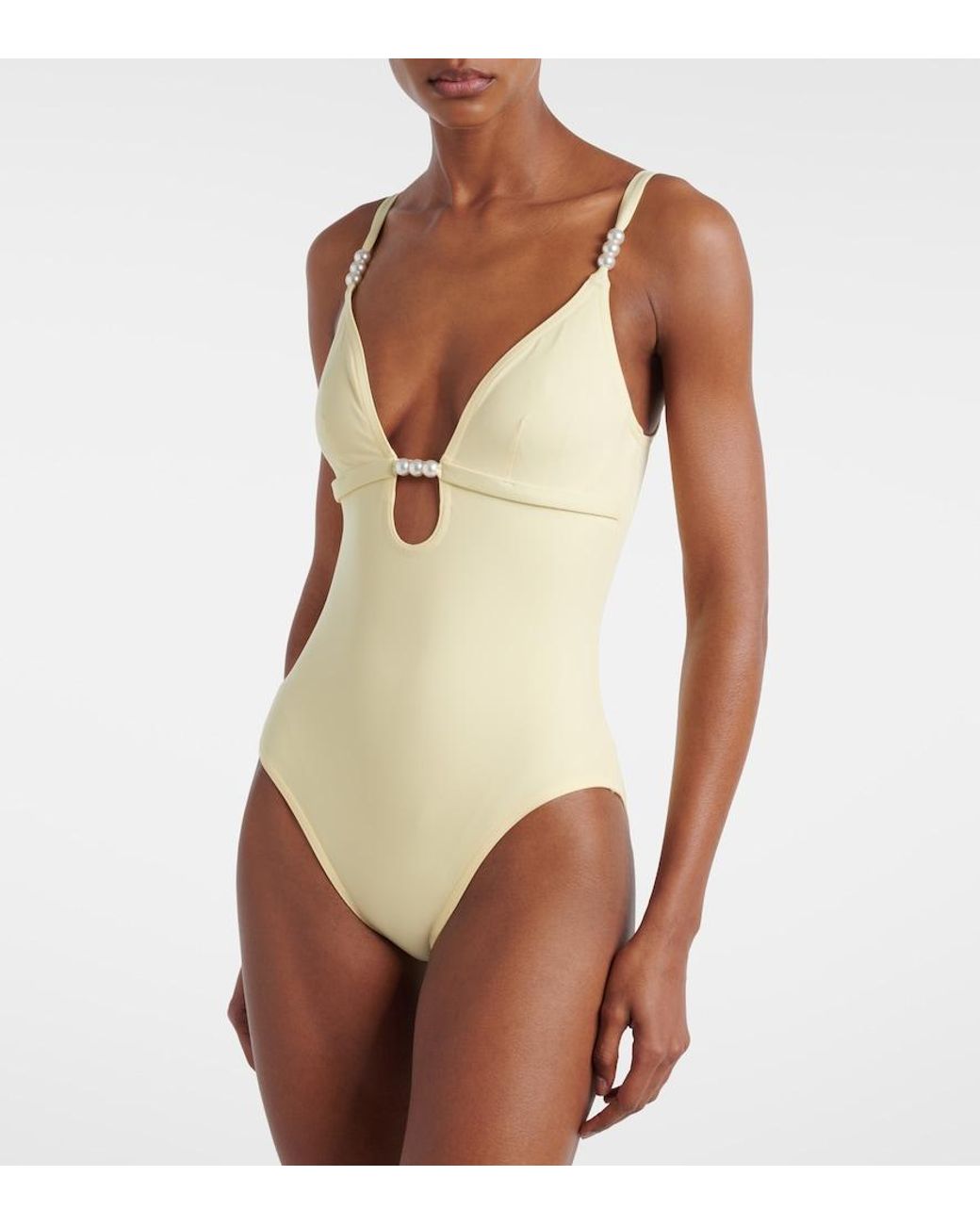 Karla Colletto Yellow Embellished Swimsuit