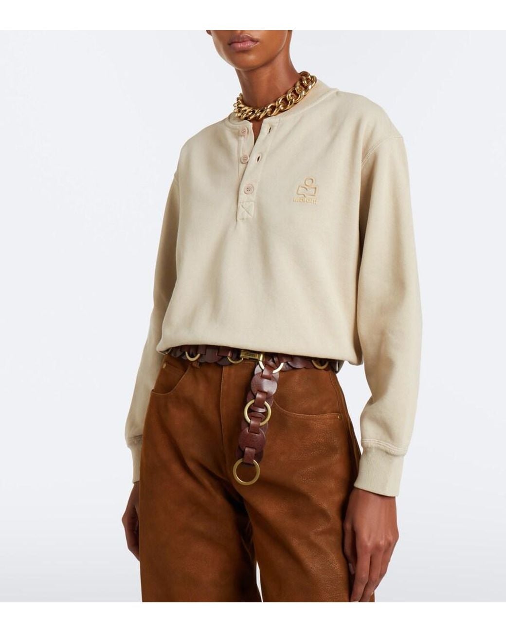 Isabel Marant Natural Simony Cotton-Blend Jersey Sweatshirt