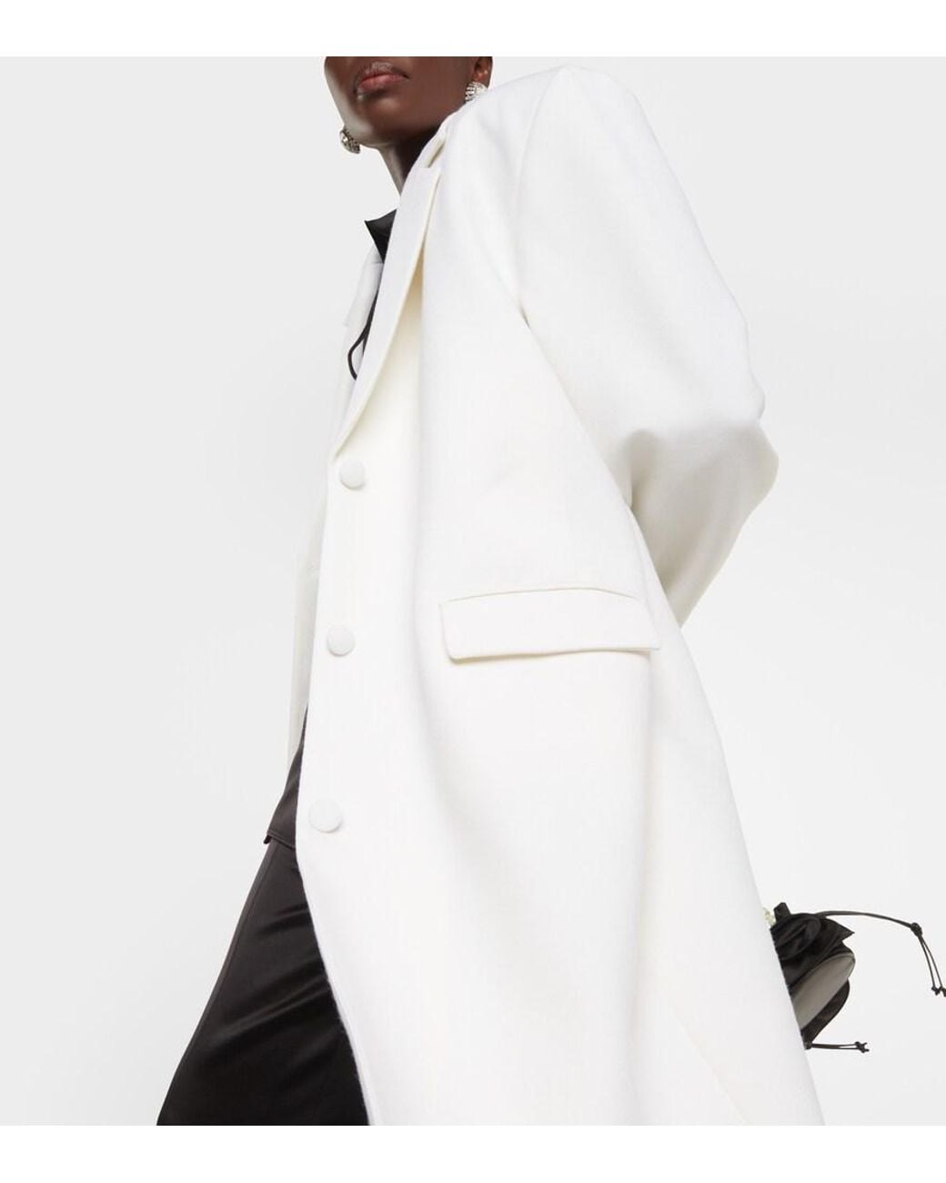 Magda Butrym White Single-Breasted Wool Coat