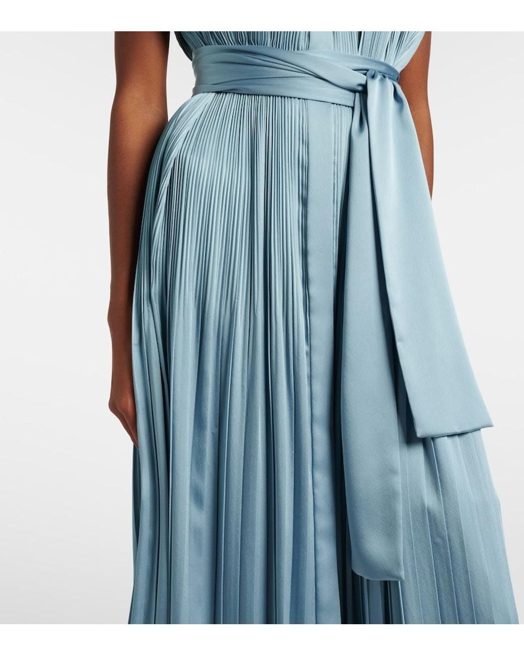 Joseph Blue Phare Plisse Satin Midi Dress
