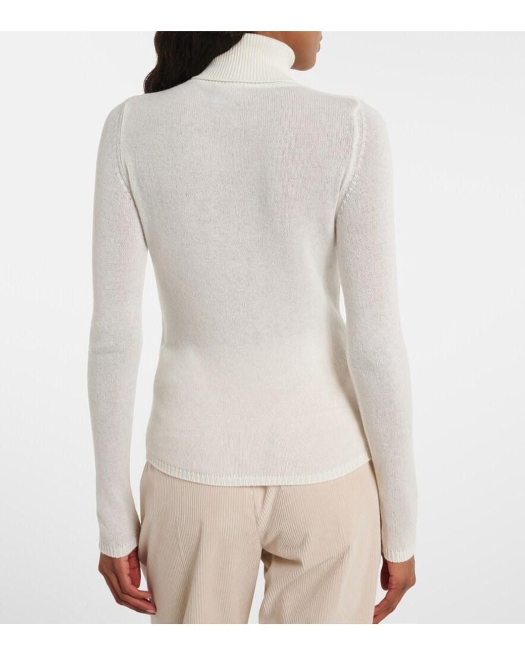 Eleventy White Turtleneck Cashmere Sweater