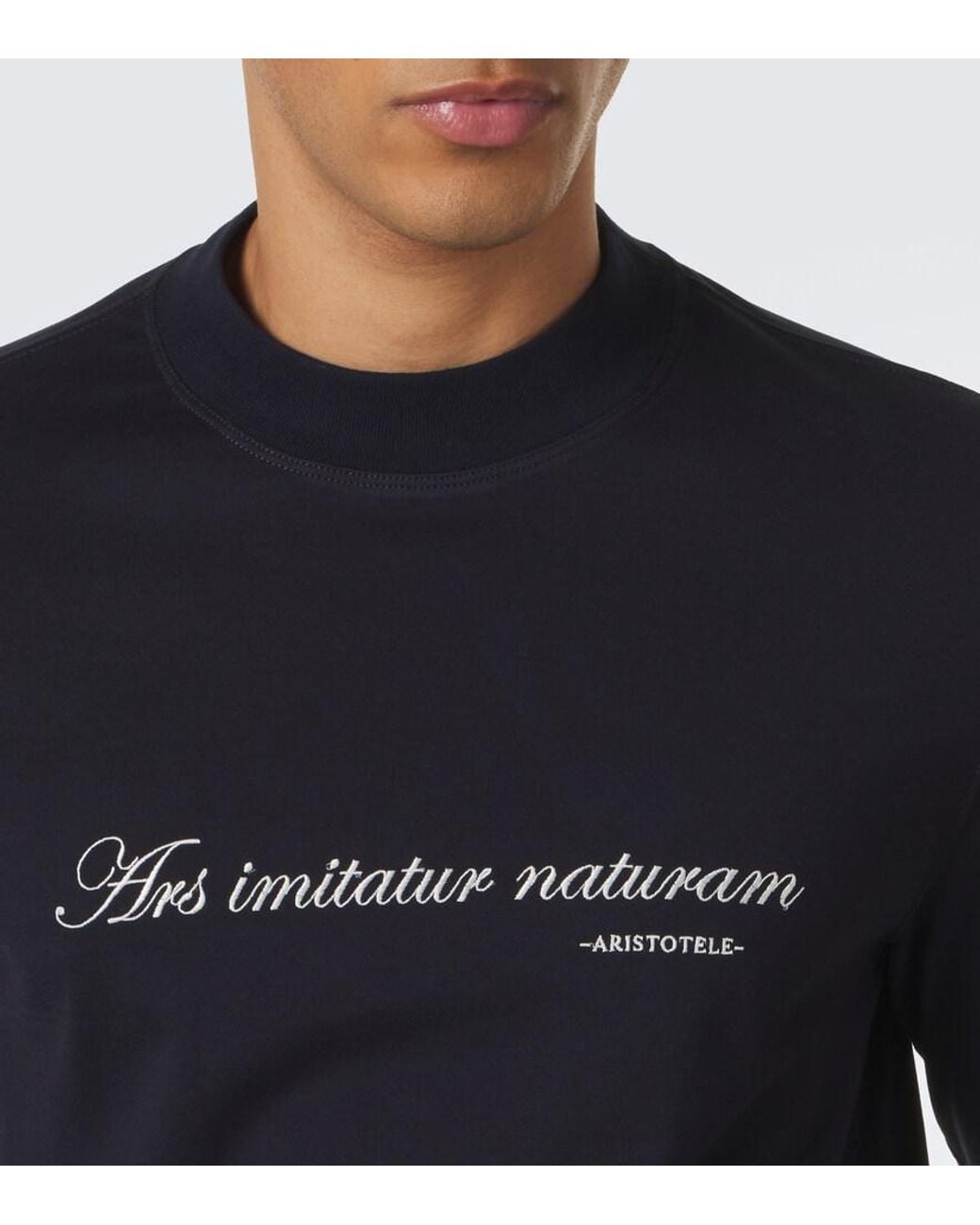 Brunello Cucinelli Blue Printed Cotton Jersey T-Shirt for men