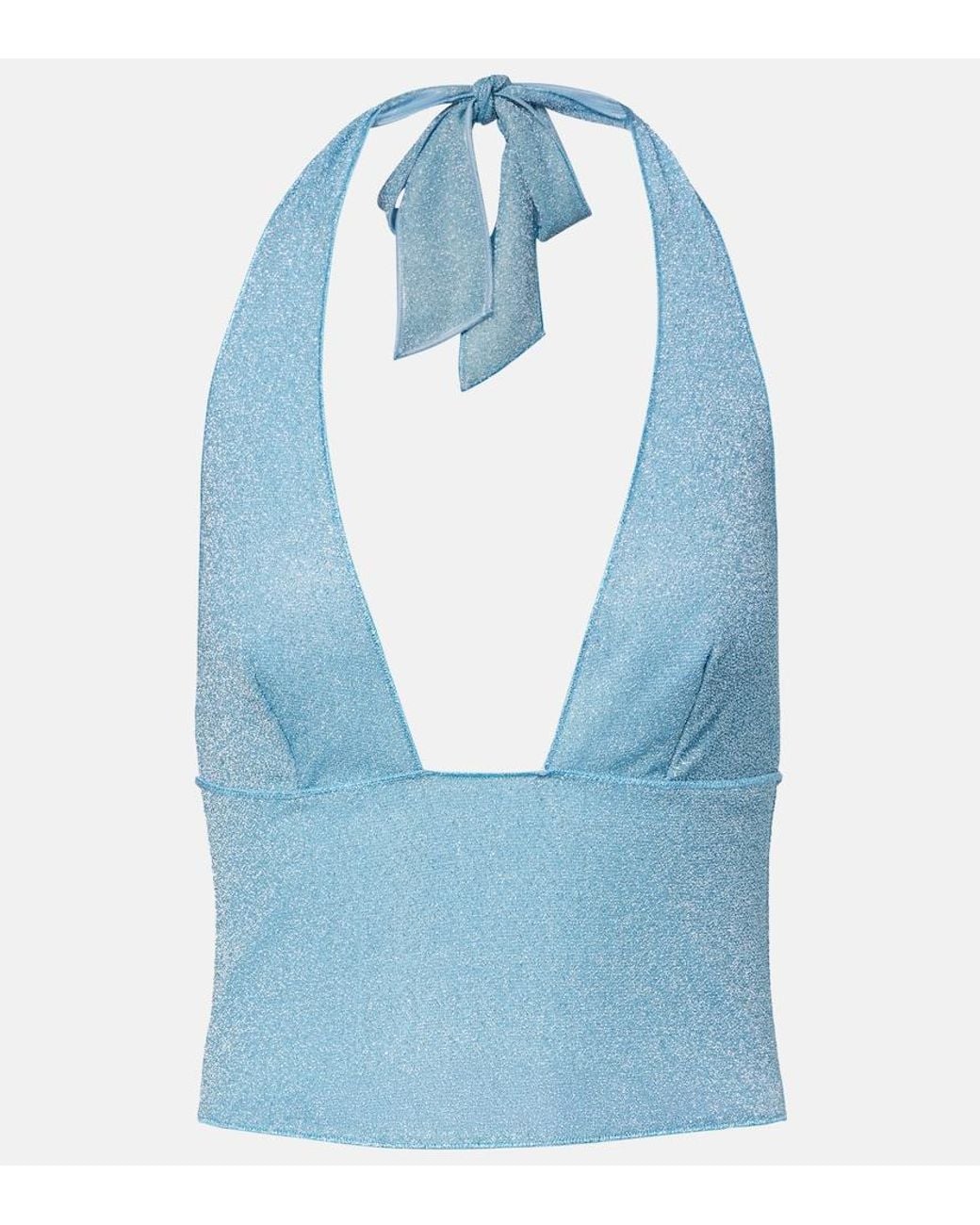 Oseree Blue Lumiere Halterneck Top