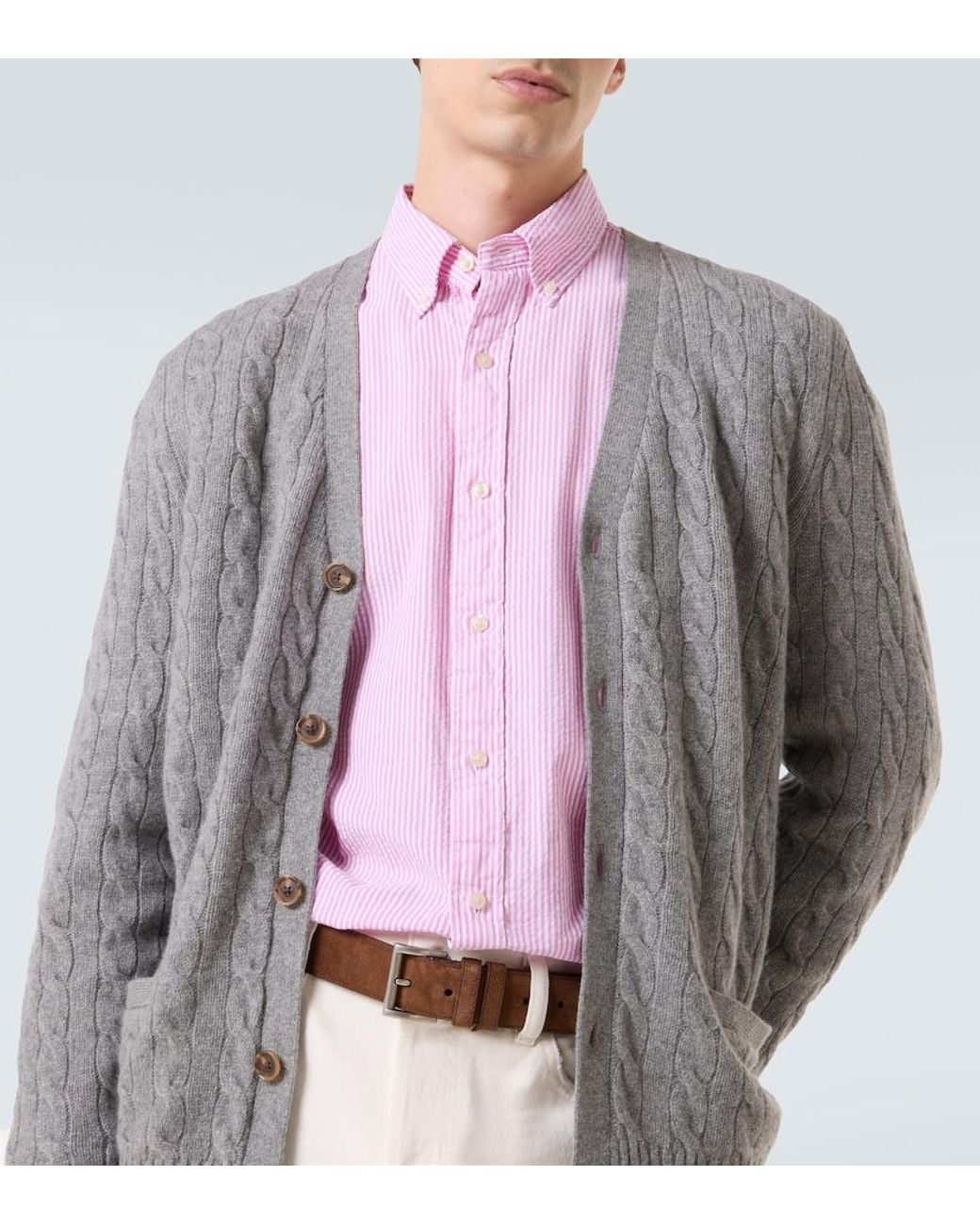 Polo Ralph Lauren Gray Cable-Knit Cashmere Cardigan for men