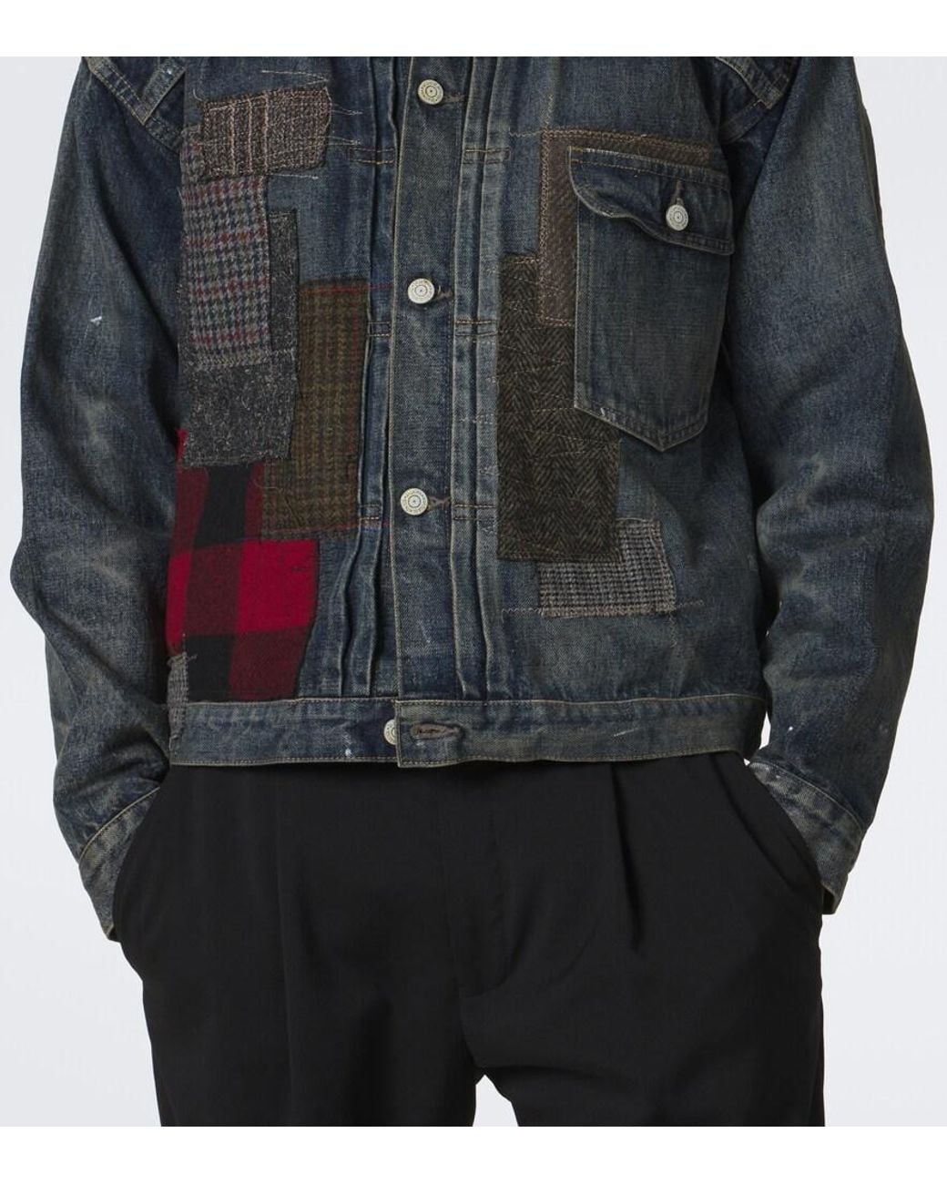 Junya Watanabe Blue Patchwork Denim Jacket for men