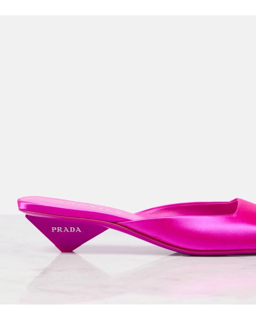 Prada Satin Mules in Pink | Lyst