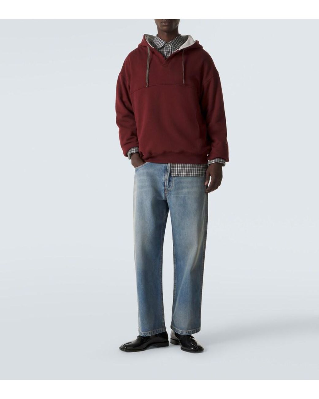 Maison Margiela Red Cotton Jersey Hoodie for men