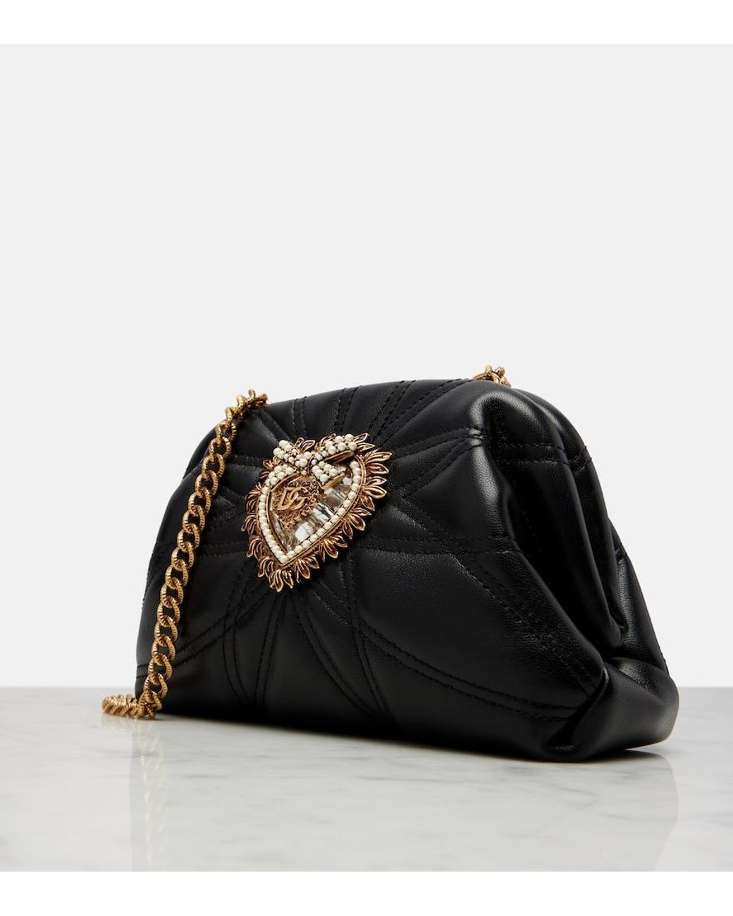 Borsa A Spalla Devotion Small di Dolce & Gabbana in Black