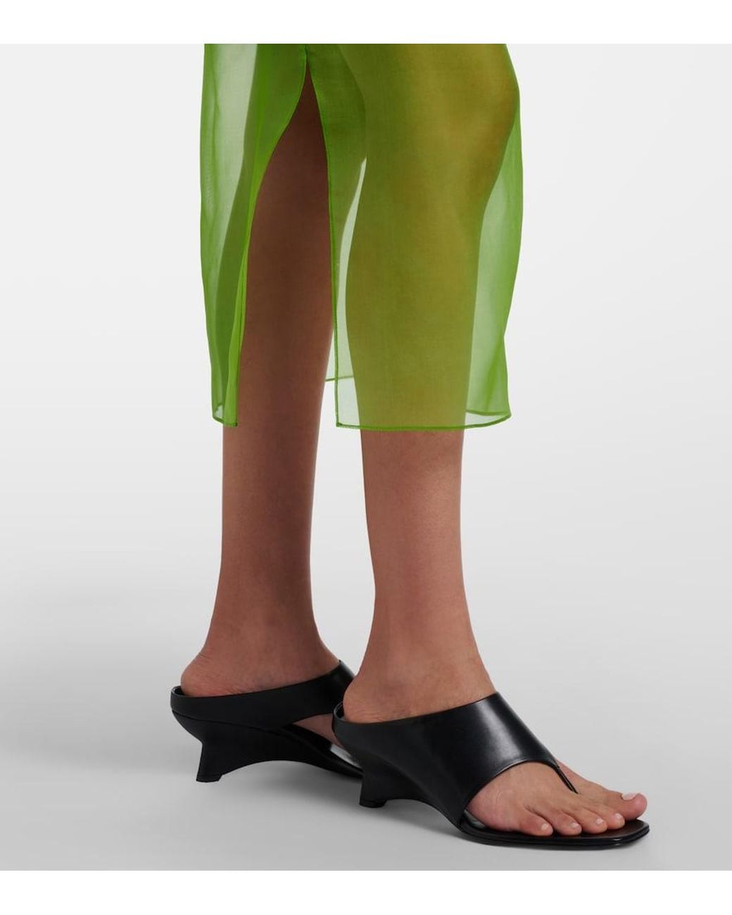 Khaite Green Sybil Layered Midi Skirt