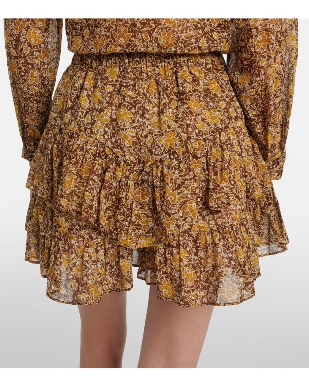 Isabel Marant Brown Jocadia Floral Tiered Cotton Voile Shorts