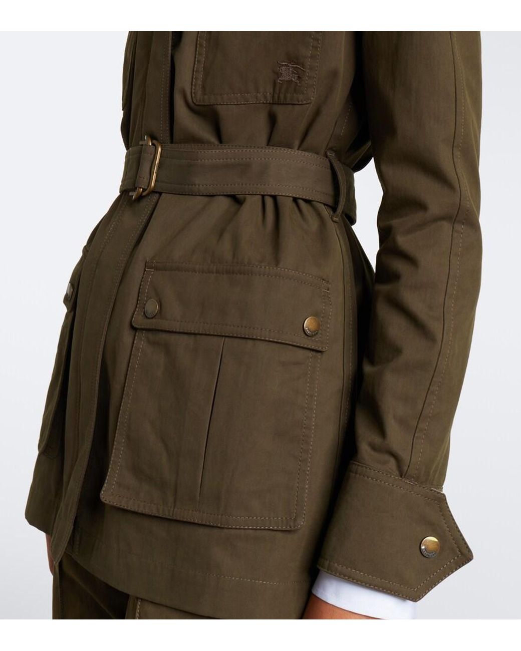 Burberry Green Belted Cotton-Blend Jacket