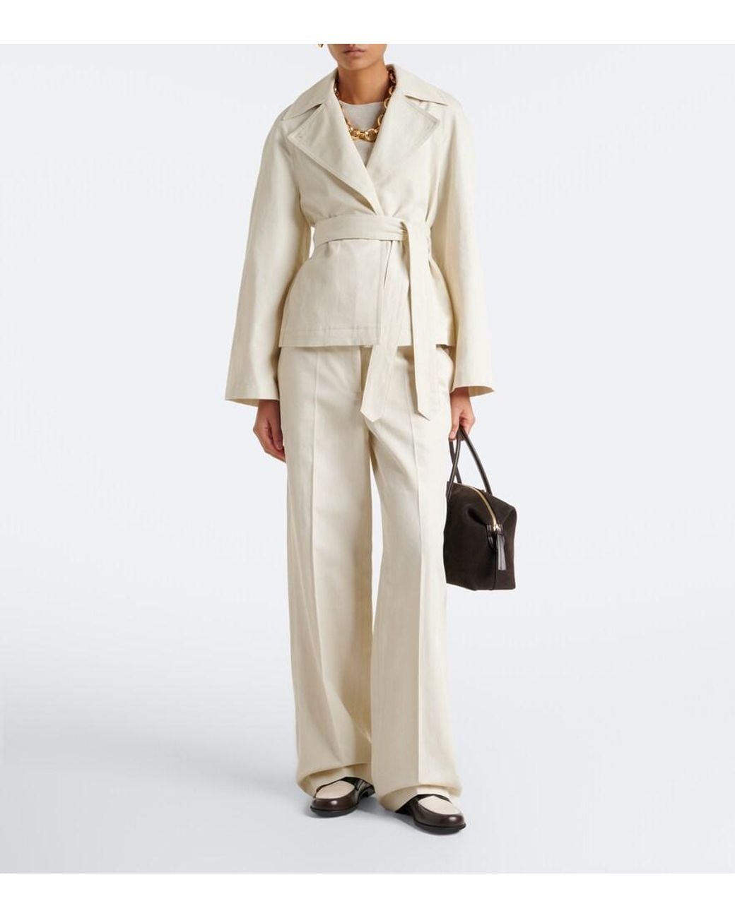 Joseph Natural Mitae Cotton And Linen Twill Straight Pants
