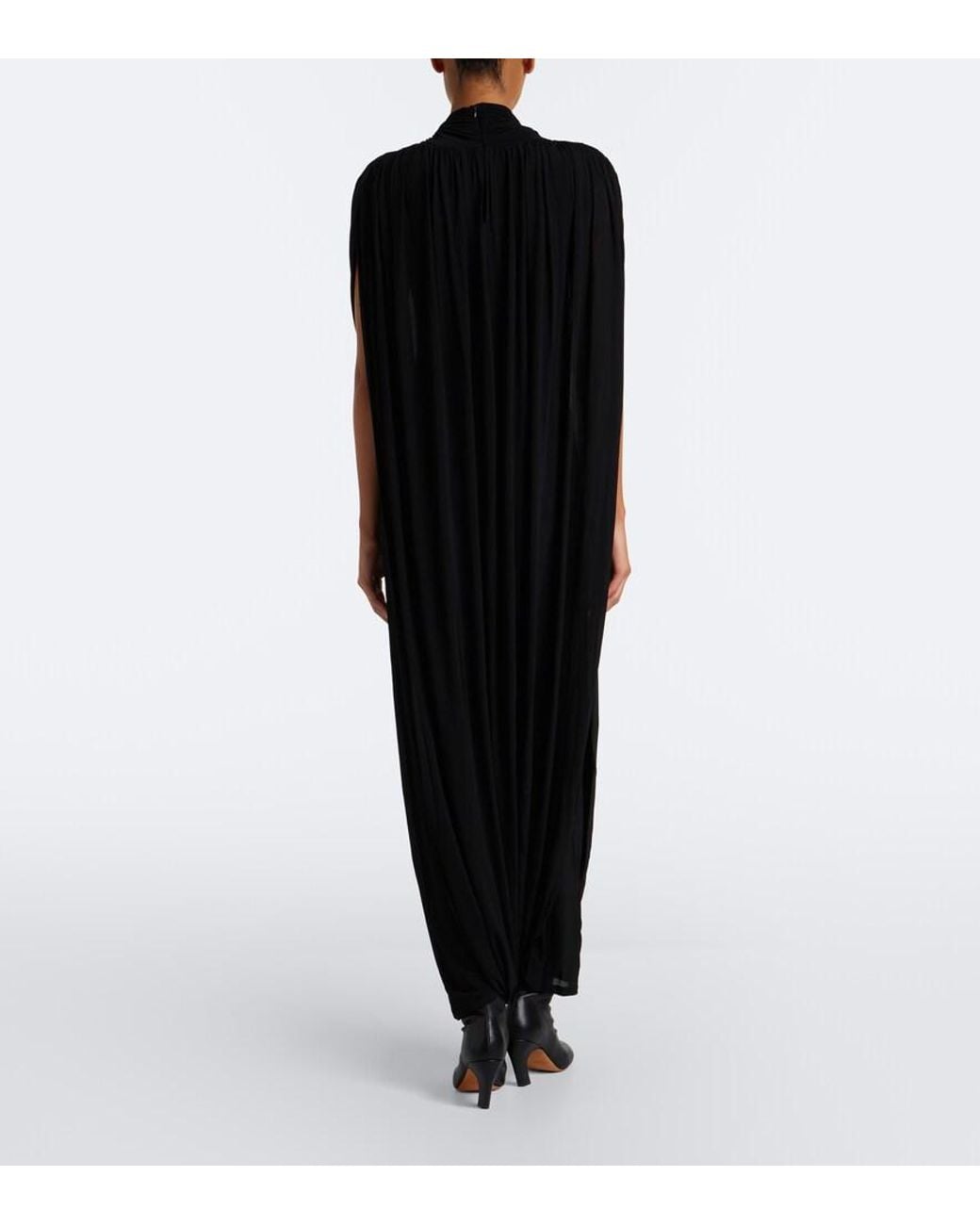 TOVE Black Eila Draped Jersey Maxi Dress