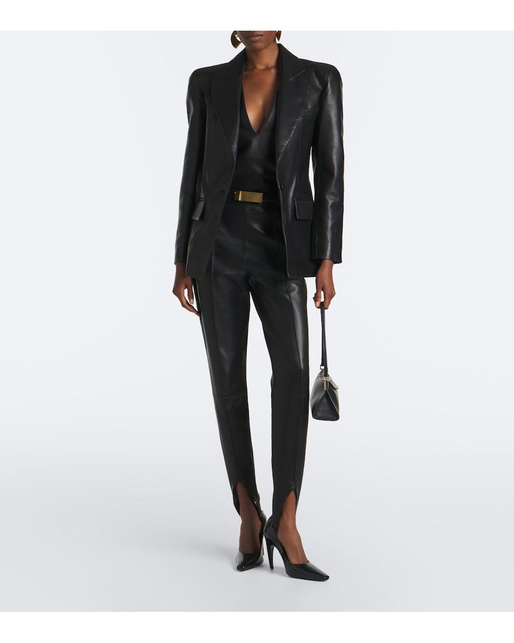 Balmain Black Leather Top