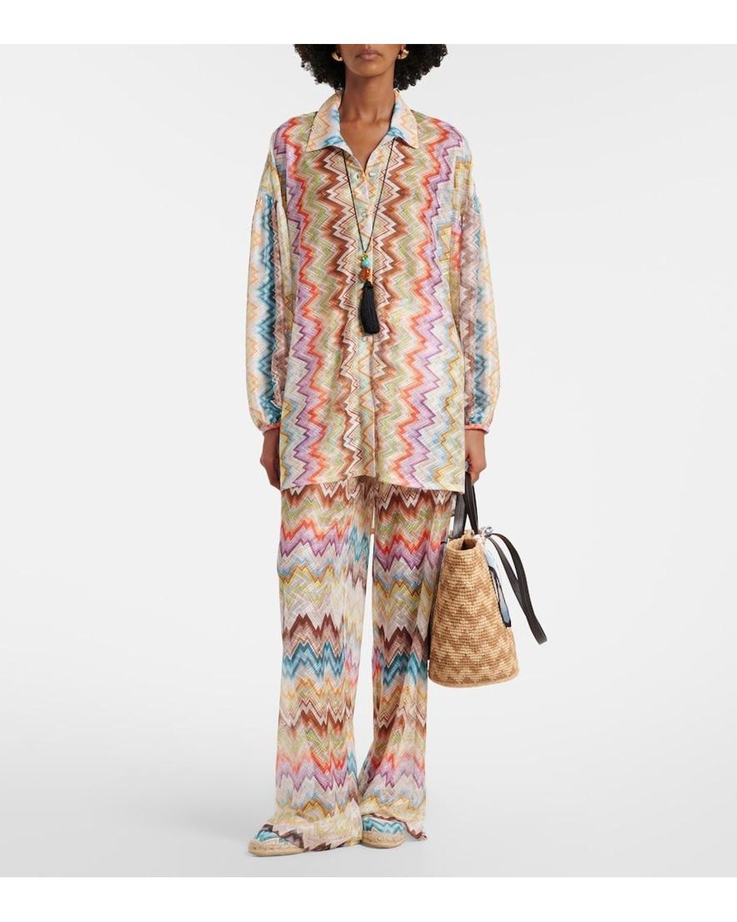 Missoni Brown Zigzag Large Raffia Basket Bag