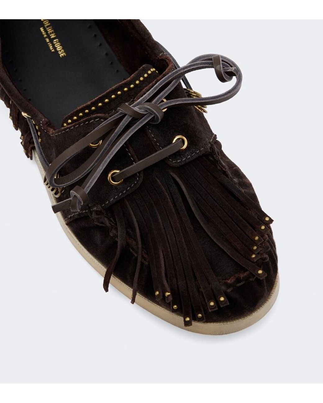 Golden Goose Deluxe Brand Black Embellished Suede Boat Shoes