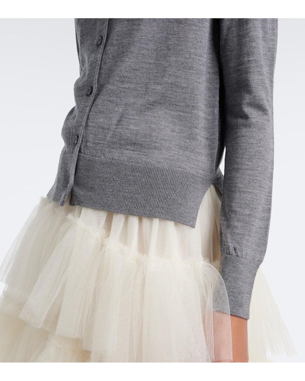 Simone Rocha Gray Embellished Wool And Silk Cardigan