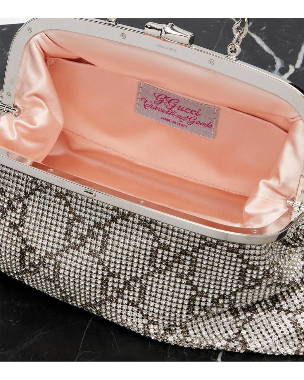 Gucci Metallic Gg Medium Crystal-Embellished Clutch