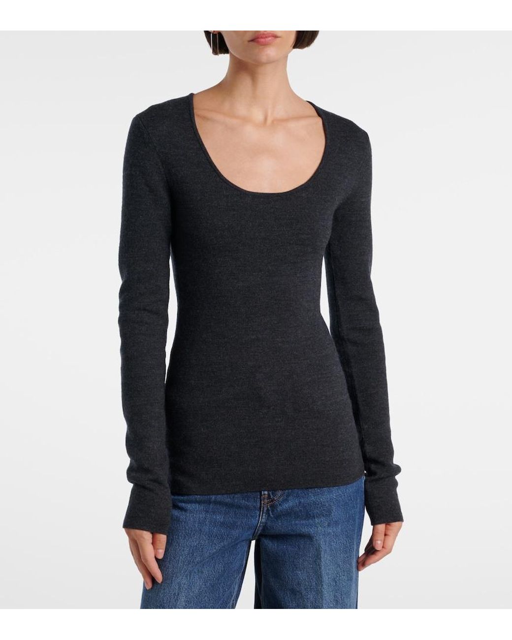 Totême Blue Compact Wool-Blend Sweater