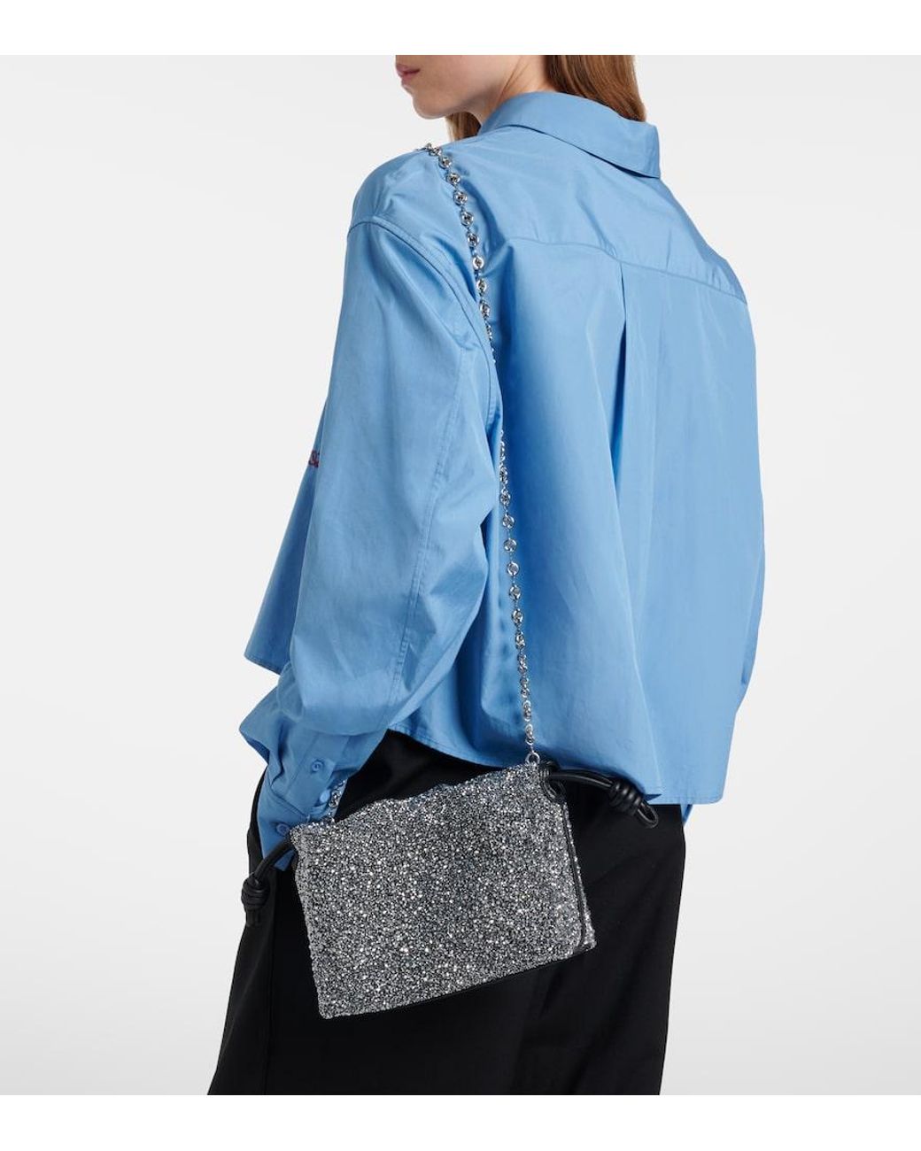 Loewe Gray Flamenco Mini Beaded Clutch
