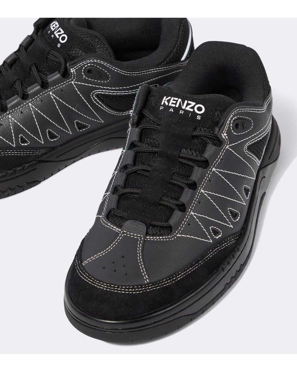 KENZO Black Pxt Leather Sneakers for men